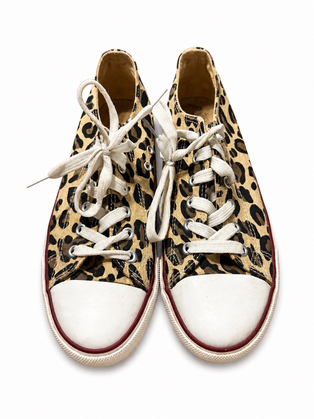 Leopard Print Canvas Low-Top Sneakers